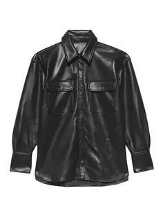 Свободная кожаная куртка-рубашка Frame, цвет noir