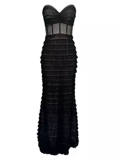 Многоярусное сетчатое платье Grace с оборками Dress The Population, черный