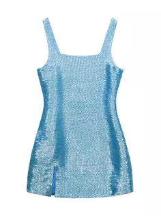 Мини-платье Le Sable, расшитое бисером Staud, синий