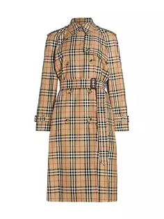 Хлопковый тренч в клетку «Harehope» Burberry, цвет archive beige check