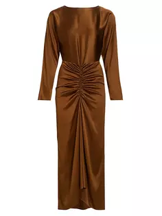 Платье макси Sabri из эластичного шелка Veronica Beard, цвет dark ochre