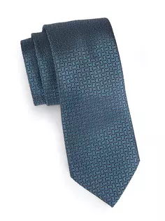 Шелковый галстук с микрогеометрическим узором Zegna, синий