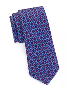 Шелковый галстук с медальоном Ferragamo, синий
