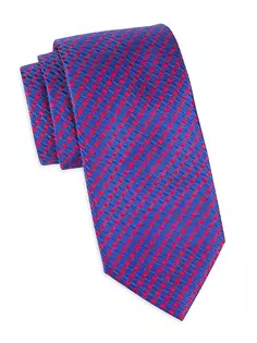 Шелковый галстук в полоску из жатого хлопка Charvet, синий