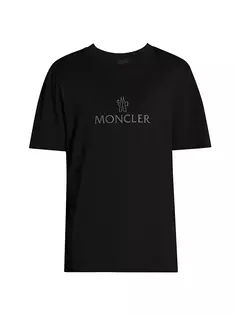 Хлопковая футболка с круглым вырезом с логотипом Moncler, черный