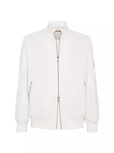 Водостойкая куртка-бомбер из технохлопка Brunello Cucinelli, цвет off white
