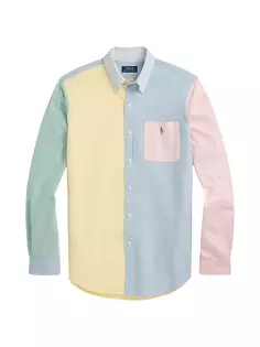 Классическая оксфордская спортивная рубашка с длинными рукавами и цветными блоками Polo Ralph Lauren, цвет funshirt