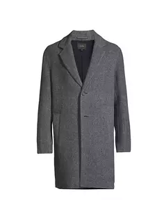 Пальто из смесовой шерсти с узором «елочка» Vince, серый