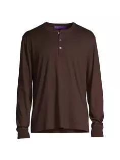 Футболка Henley с длинными рукавами Ralph Lauren Purple Label, цвет dark brown