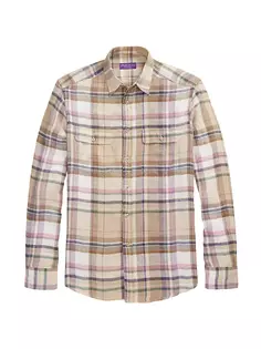 Льняная рубашка в клетку с длинными рукавами Ralph Lauren Purple Label, мультиколор