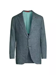 Спортивное пальто Domenico из смеси шелка и шерсти на двух пуговицах Isaia, цвет bright green