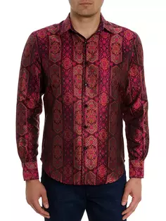 Жаккардовая рубашка High Renown с цветочным принтом и пуговицами спереди Robert Graham, пурпурный