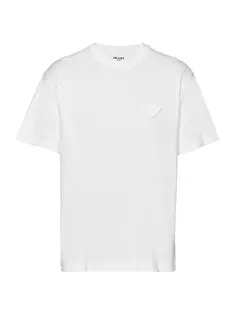 Хлопковая футболка Prada, белый