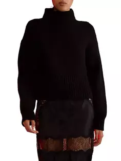 Шерстяной свитер с высоким воротником Cynthia Rowley, черный
