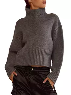 Шерстяной свитер с высоким воротником Cynthia Rowley, серый
