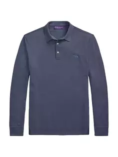 Рубашка-поло с длинными рукавами из шерсти пике Ralph Lauren Purple Label, цвет supply blue