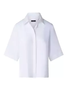 Рубашка свободного кроя из льняной вуали Akris, белый