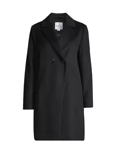 Двубортное пальто из смесовой шерсти с вырезом Sam Edelman, черный