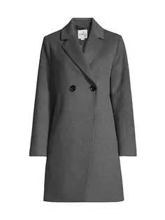 Двубортное пальто из смесовой шерсти с вырезом Sam Edelman, цвет charcoal