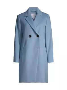 Двубортное пальто из смесовой шерсти с вырезом Sam Edelman, цвет sky blue