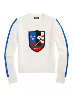 Шерстяной свитер с лыжным гербом Polo Ralph Lauren, белый