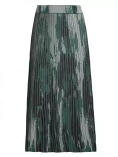 Жаккардовая трикотажная юбка-миди с расклешенным принтом Misook, мультиколор