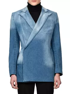 Двубортная джинсовая куртка с запахом Egonlab, цвет blue stone wash