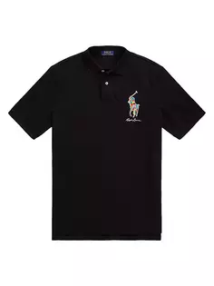 Сетчатая рубашка-поло с вышивкой Pony Polo Ralph Lauren, черный