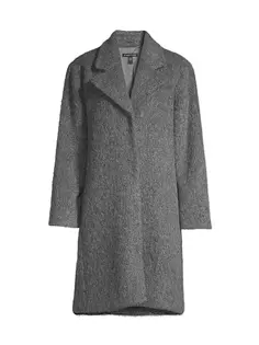 Пальто длиной до колена из шерсти альпаки с вереском Eileen Fisher, цвет ash