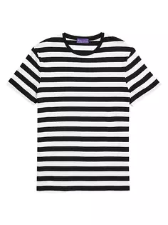 Полосатая хлопковая футболка с короткими рукавами Ralph Lauren Purple Label, черный