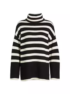 Полосатый свитер с высоким воротником Design History, черный
