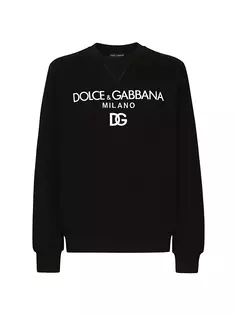 Хлопковая толстовка с круглым вырезом и логотипом Dolce&amp;Gabbana, цвет nero