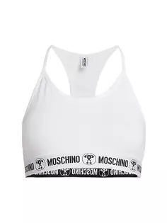 Укороченный топ из эластичного хлопка с открытой спиной Moschino, черный