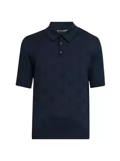 Шелковая рубашка-поло с логотипом Dolce&amp;Gabbana, синий