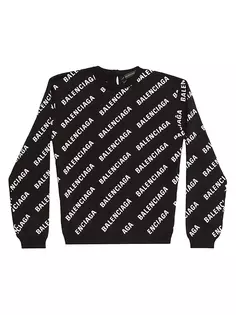 Укороченный свитер со сплошным логотипом Balenciaga, белый