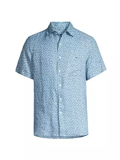 Рубашка с короткими рукавами с микроцветочным принтом Vineyard Vines, синий