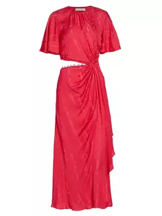 Платье миди с развевающимися рукавами и вырезами Prabal Gurung, красный