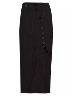 Prelude: шерстяная юбка-миди в тонкую полоску Aama Tales House Of Aama, цвет black pin stripe