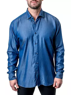 Блестящая джинсовая рубашка Фибоначчи Maceoo, синий