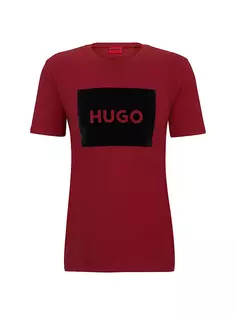 Футболка из хлопкового джерси с логотипом с эффектом металлик Hugo, красный
