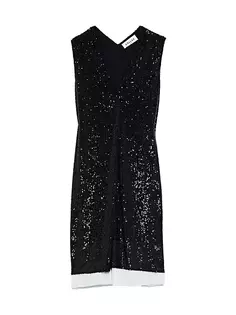 Свободное платье-туника с пайетками и плиссированным подолом Ajour Callas Milano, черный