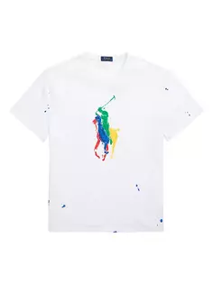 Футболка с логотипом Paint Splatter Big Pony Polo Ralph Lauren, белый