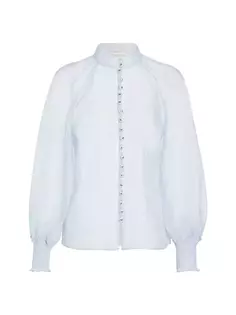 Полупрозрачная льняно-шелковая блузка Luminosity Zimmermann, цвет sky blue