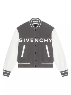 Университетская куртка из шерсти и кожи Givenchy, цвет greyish green