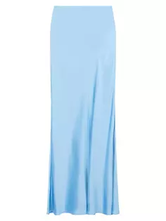 Атласная длинная юбка Voyage «Рыбий хвост» Staud, синий