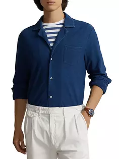 Хлопковая спортивная рубашка с длинными рукавами Polo Ralph Lauren, цвет medium indigo