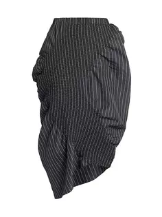 Асимметричная юбка миди в тонкую полоску Issey Miyake, черный