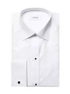 Деловая рубашка узкого кроя в полоску с блестками и нагрудником спереди Eton, белый