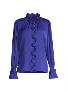 Блуза Michelle из шелковой смеси с рюшами Ungaro, синий
