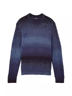 Полосатый свитер с круглым вырезом и эффектом омбре Club Monaco, синий